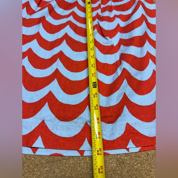 UNIQLO x Marimekko Lokki Linen Cotton Blend Midi Skirt Orange Blue Medium - Picture 7 of 10